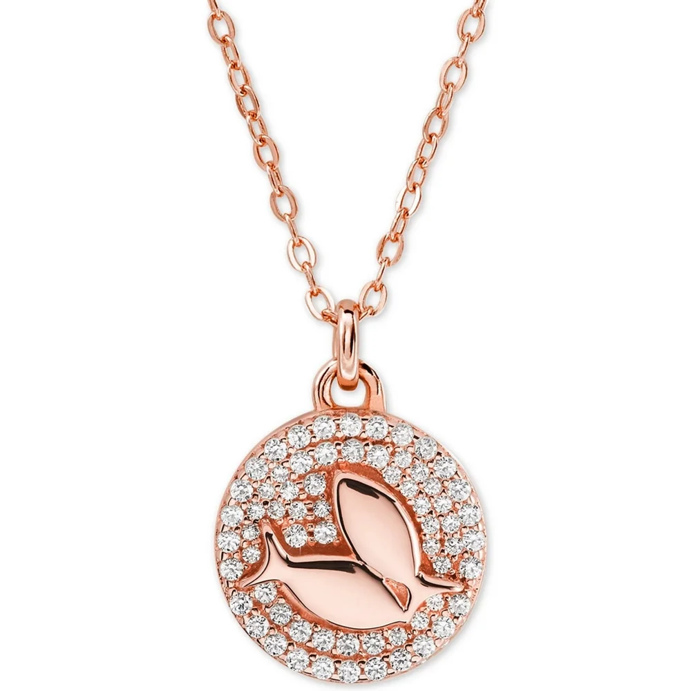 New! MICHAEL KORS Crystal Zodiac Pisces Gold-plated Sterling Silver Necklace NWB